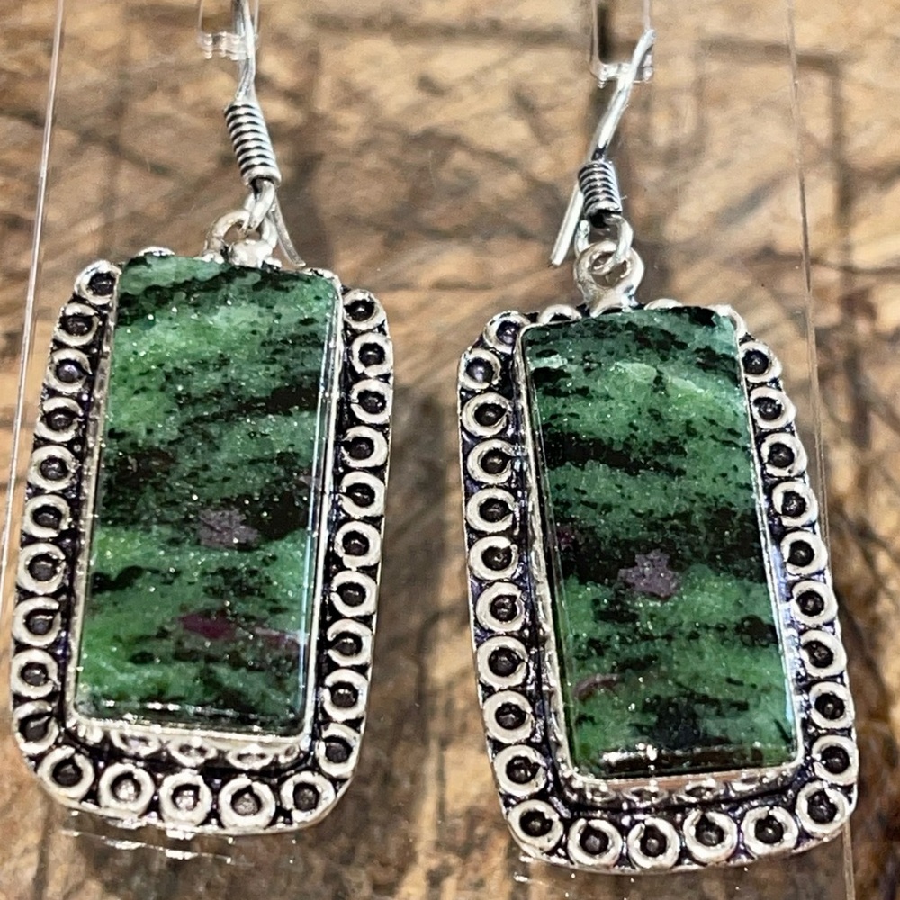 Ruby Zoisite Earrings 2”